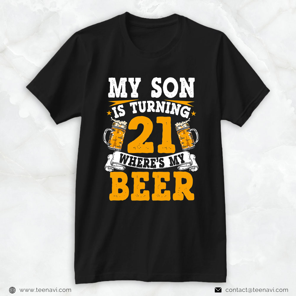 Funny 21st Birthday Shirt, 21st Birthday 21 Year Old Son Dad Mom Family Birthday