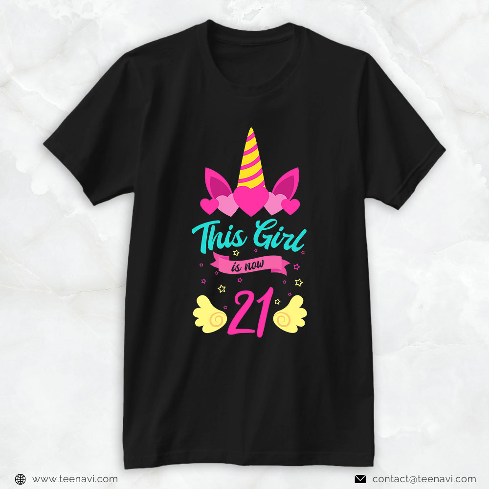 21st Birthday Shirt, 21st Birthday Unicorn Bday Party Celebration Twenty One Girl