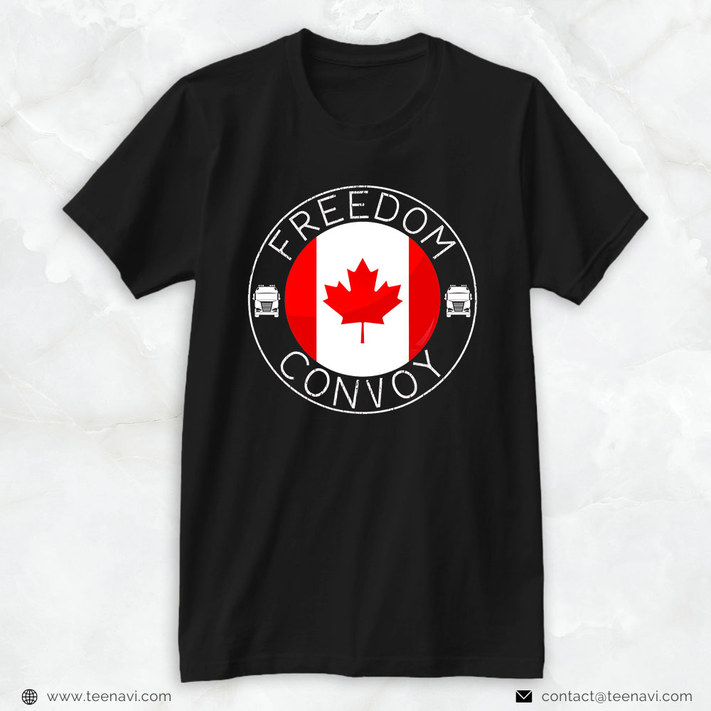Truck Driver Shirt, Canada Flag Freedom Convoy 2022 Canadian Trucker Maple Leaf