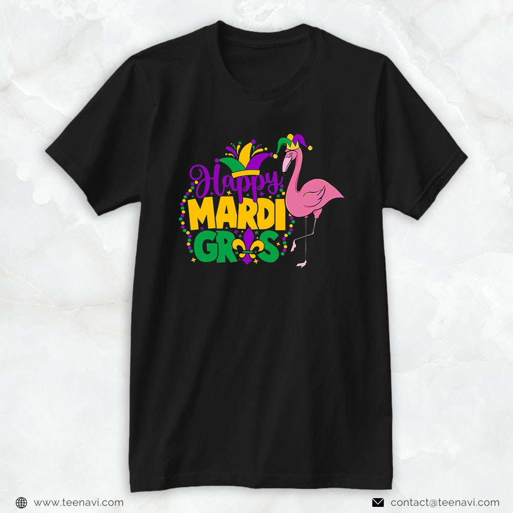 Flamingo Shirt, Carnival Flamingo Happy Mardi Gras