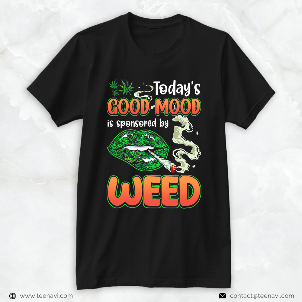 Cannabis Shirt, Cool Sexy Lips Weed Cannabis Marijuana Leaves Smoking