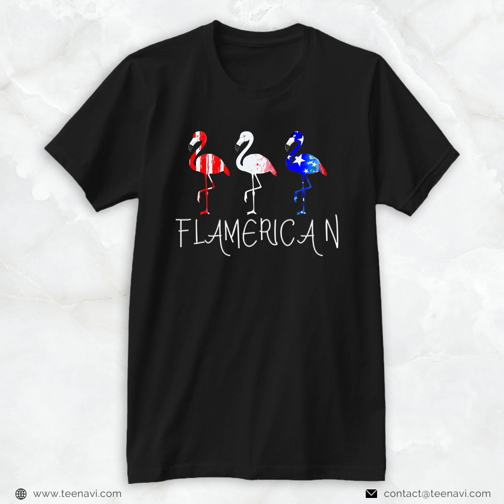 Flamingo Shirt, Flamerican Flamingo Us American Flag 4th July Fourth