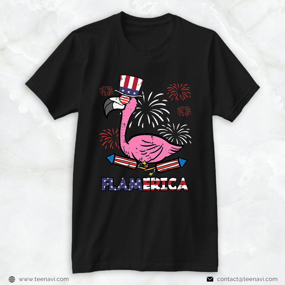 Pink Flamingo Shirt, Flamingo Flamerica Fourth July 4th Patriot Men Women Kids