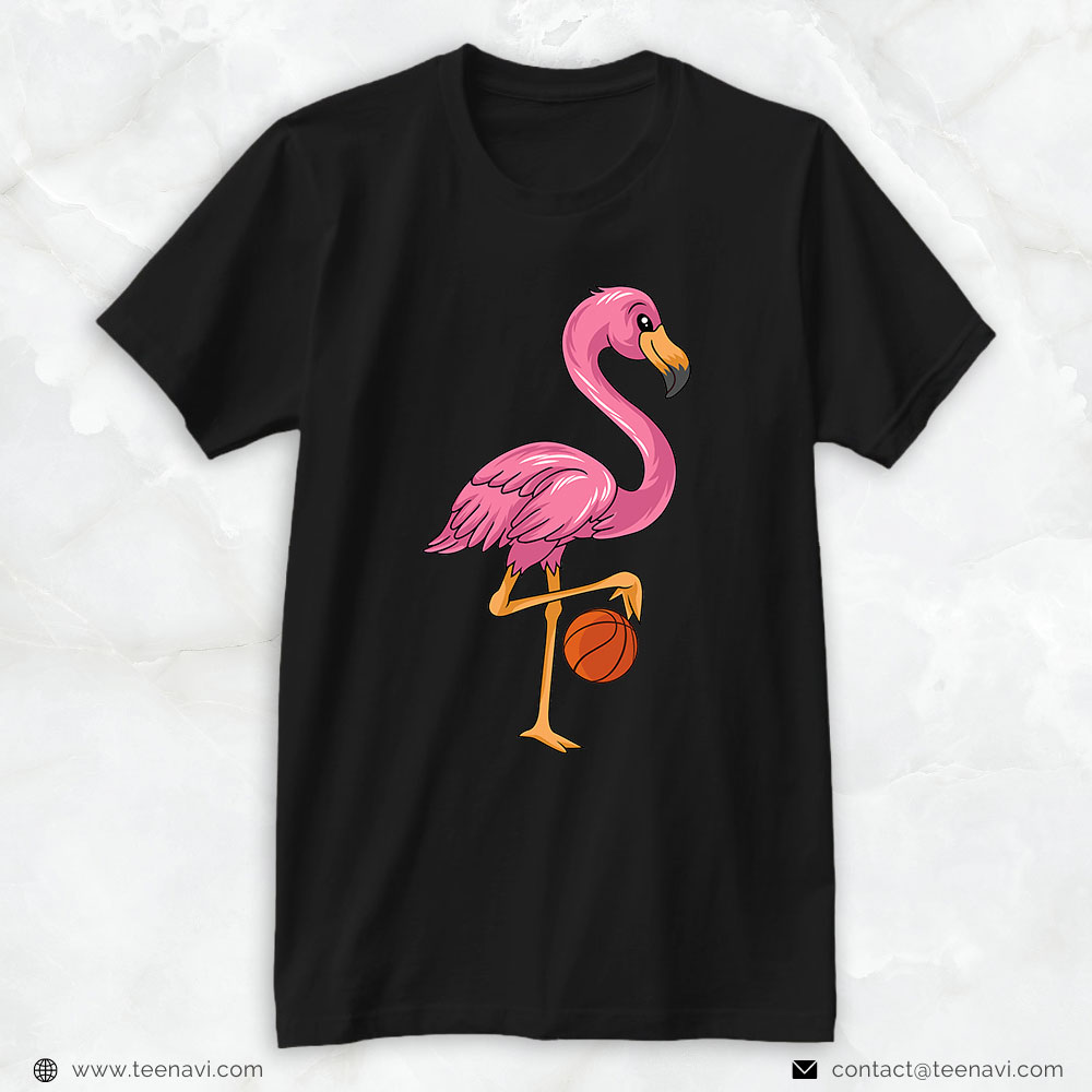 Pink Flamingo Shirt, Flamingo Playing Basketball Flamingo Basketball
