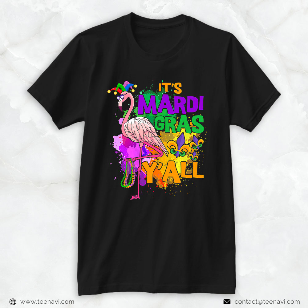 Flamingo Shirt, Funny Carnival Party Gift Idea Flamingo Mardi Gras