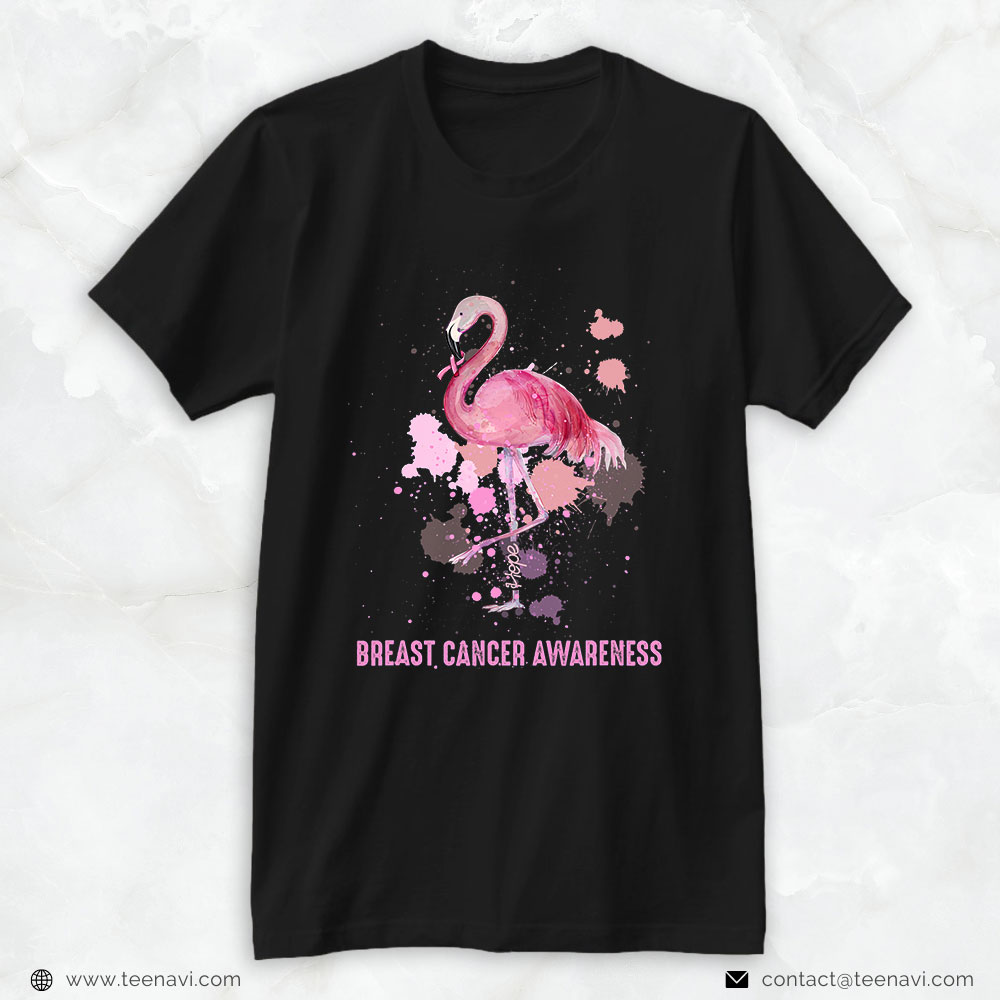Pink Flamingo Shirt, Funny Flamingo Hope Flower Lover Breast Cancer