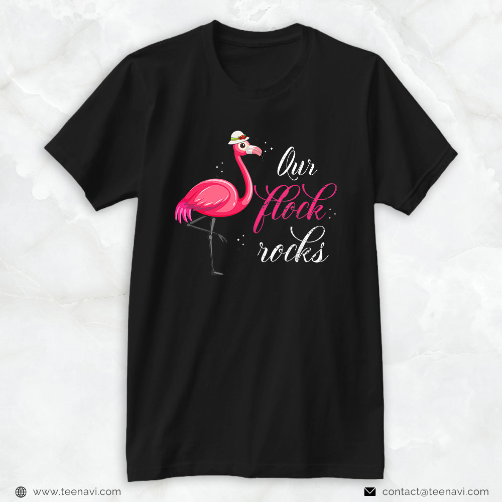 Pink Flamingo Shirt, Funny Our Flock Rocks Flamingos Animal Lover Gift Flamingo