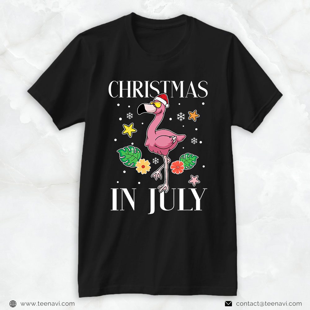 Flamingo Shirt, Funny Summer Vacation Christmas In July Flamingo