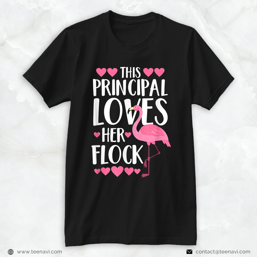 Pink Flamingo Shirt, Funny This Principal Loves Her Flock Cute Flamingo