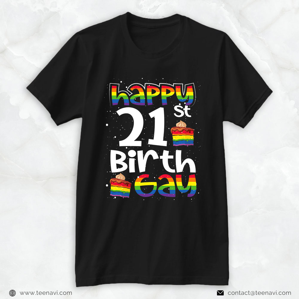 21st Birthday Shirt, Gay Lesbian Pride Rainbow Flag Lgbtq 21st Birthday Birthgay
