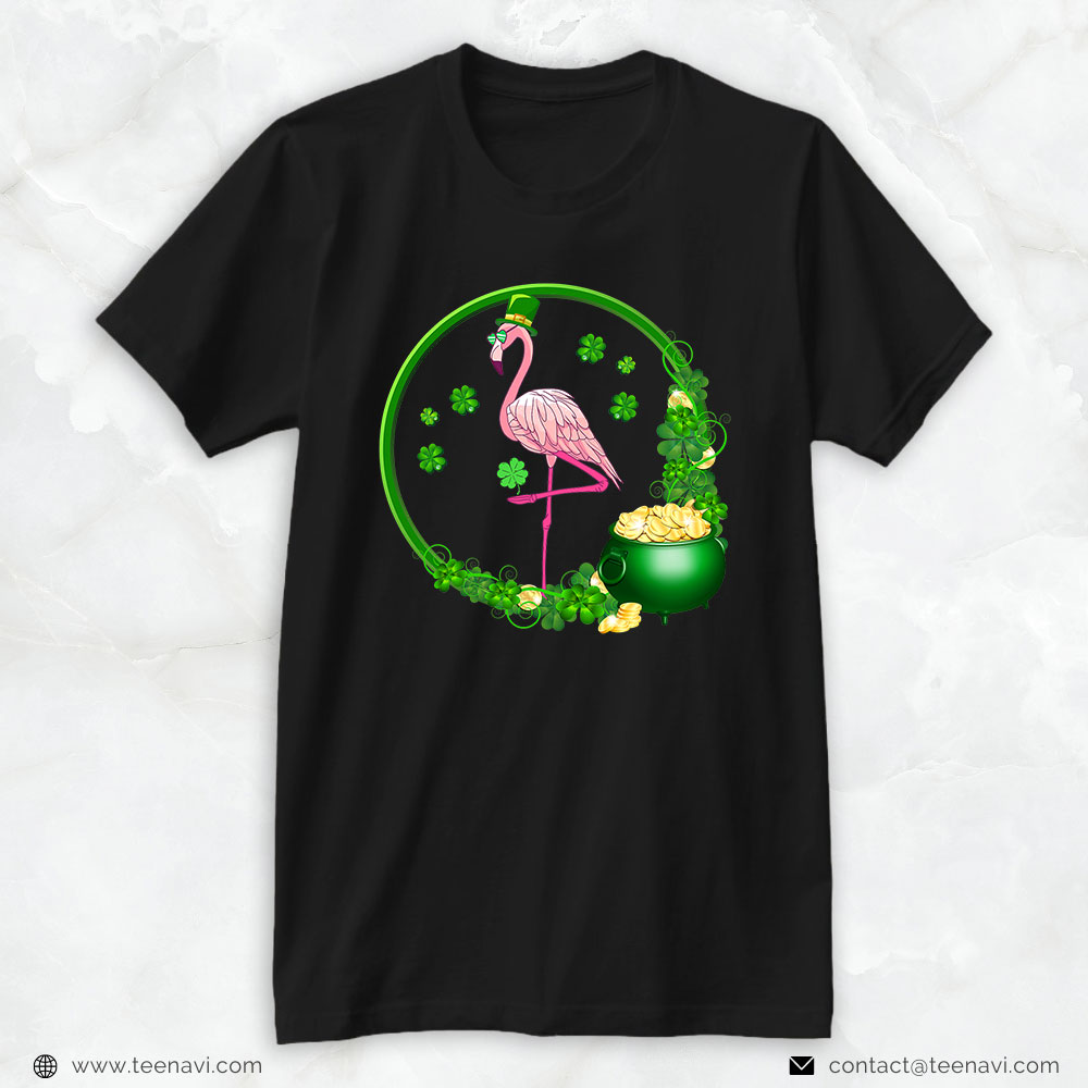 Flamingo Shirt, Irish Flamingo Leprechaun Clover St Patrick Day 2022 Green