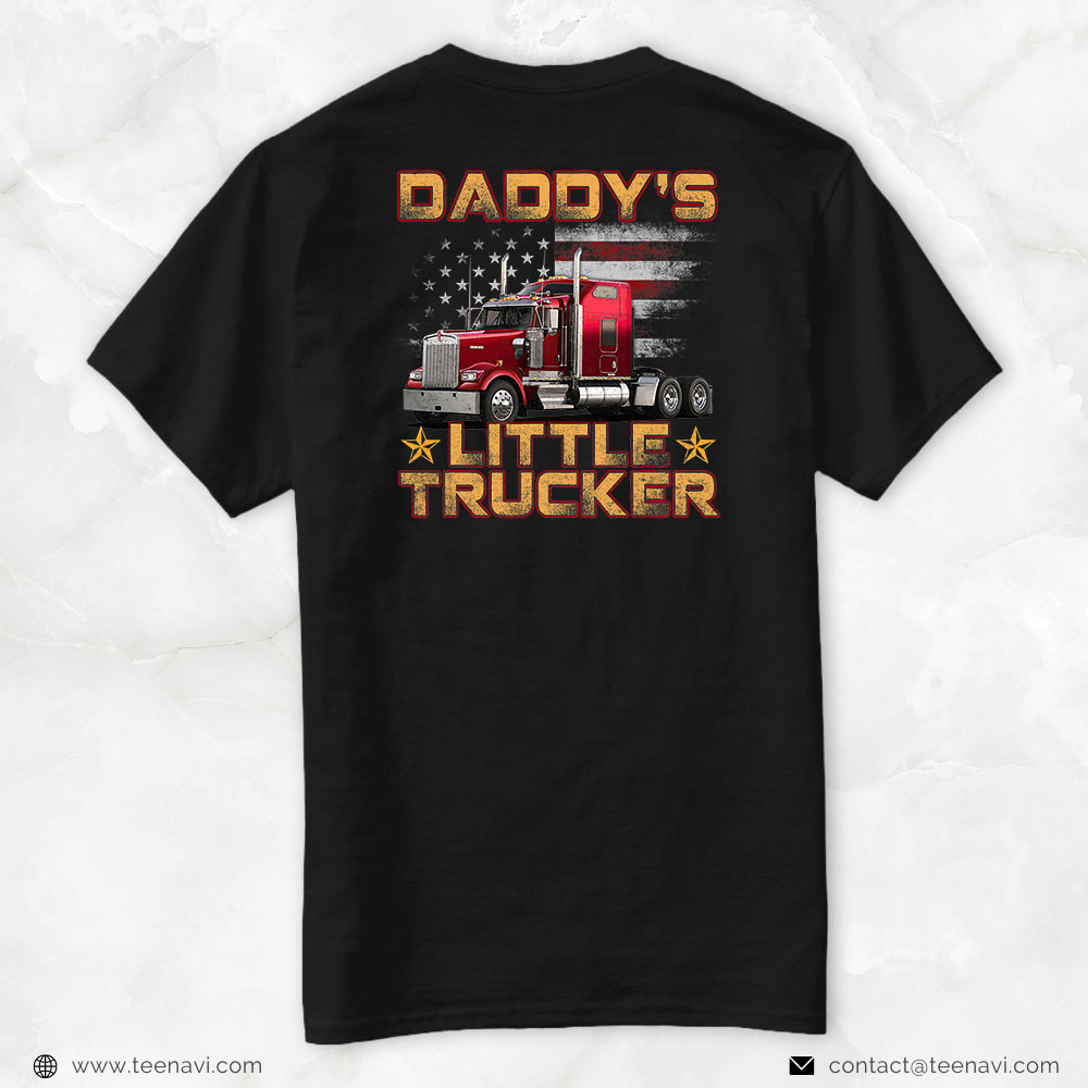 Funny Trucker Shirt, Kids Semi Truck Boys Gift Daddy's Little Trucker Fathers Day