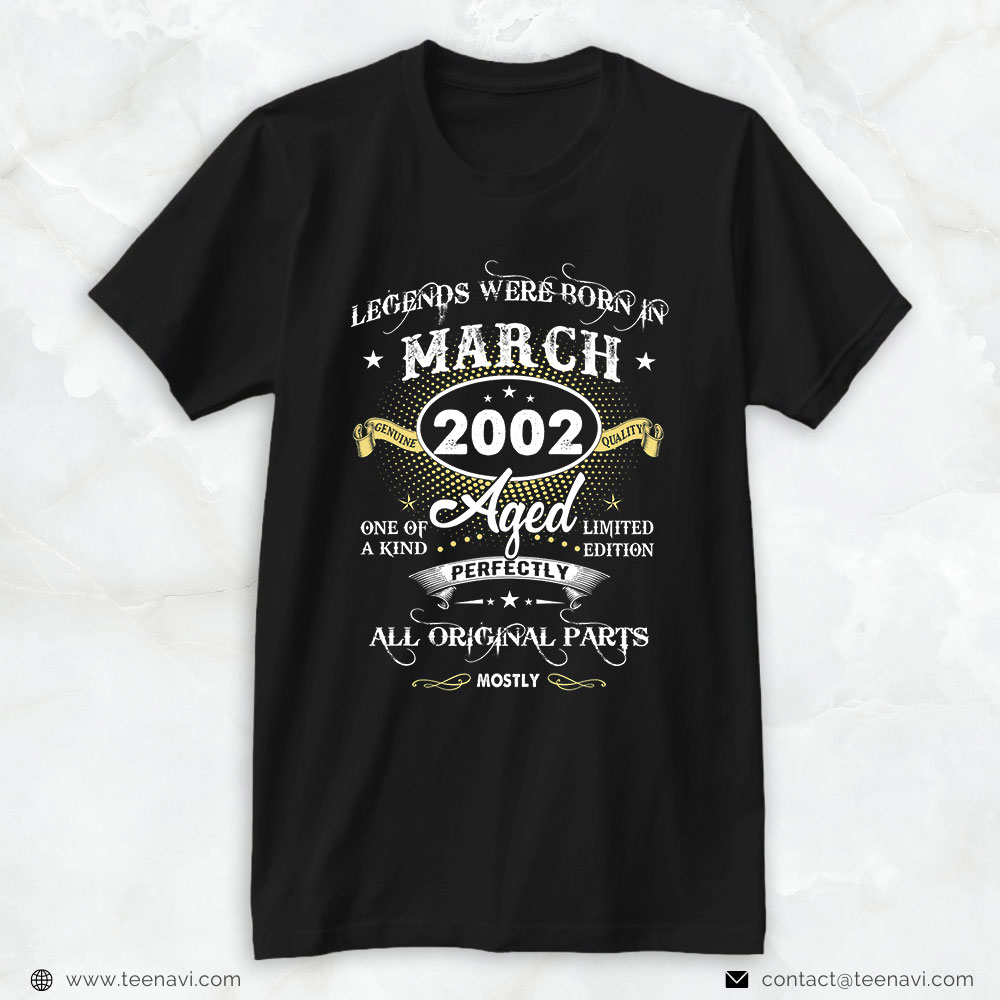 21st Birthday Shirt, Legends Were Born In March 2002 21st Birthday Decoration