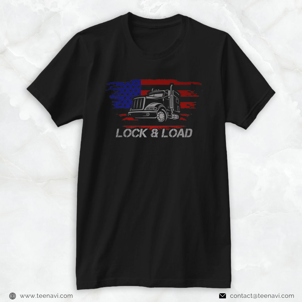 Trucker Shirt, Lock And Load Trucker Truck Driver Vintage Retro Usa
