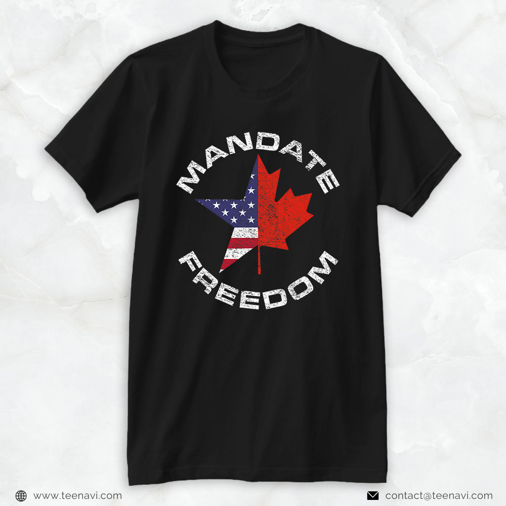 Funny Truck Shirt, Mandate Freedom Usa Canada Flag Freedom Convoy Trucker