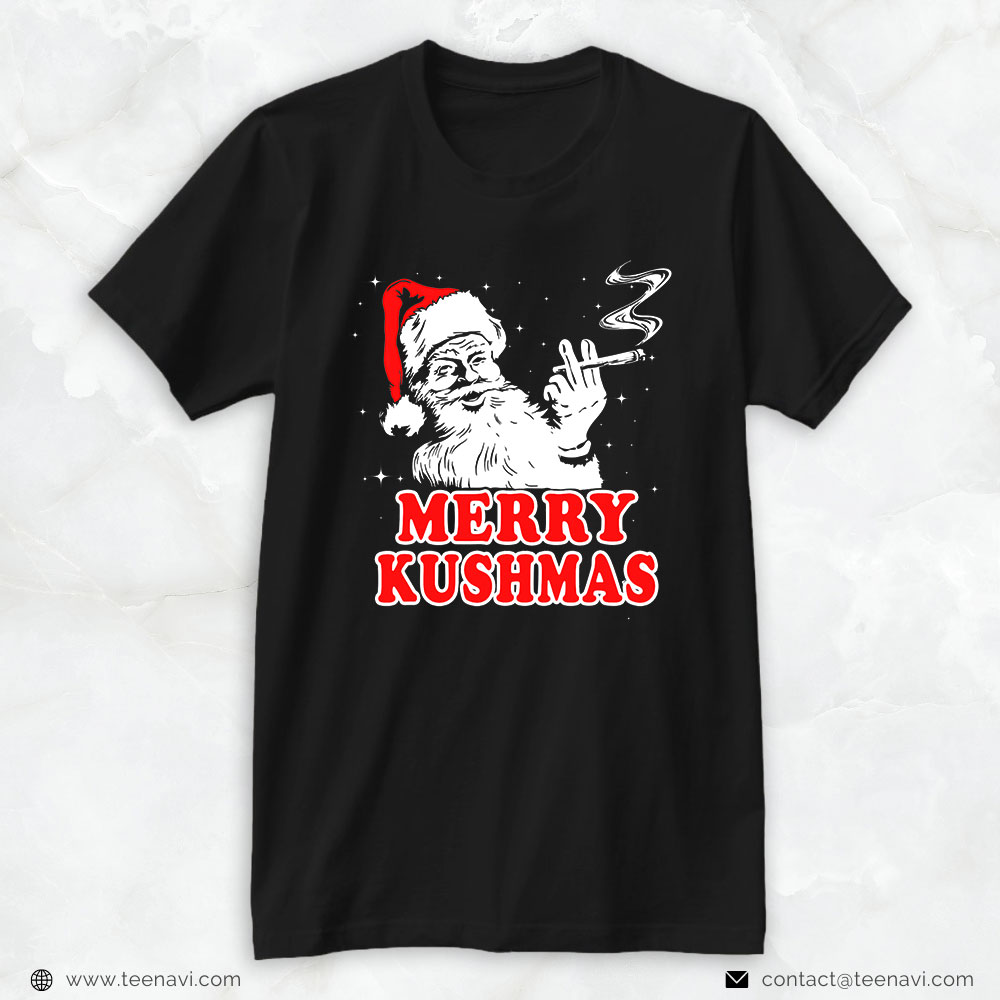 Cannabis Shirt, Marijuana Merry Kushmas Santa Cannabis Weed 420 Christmas