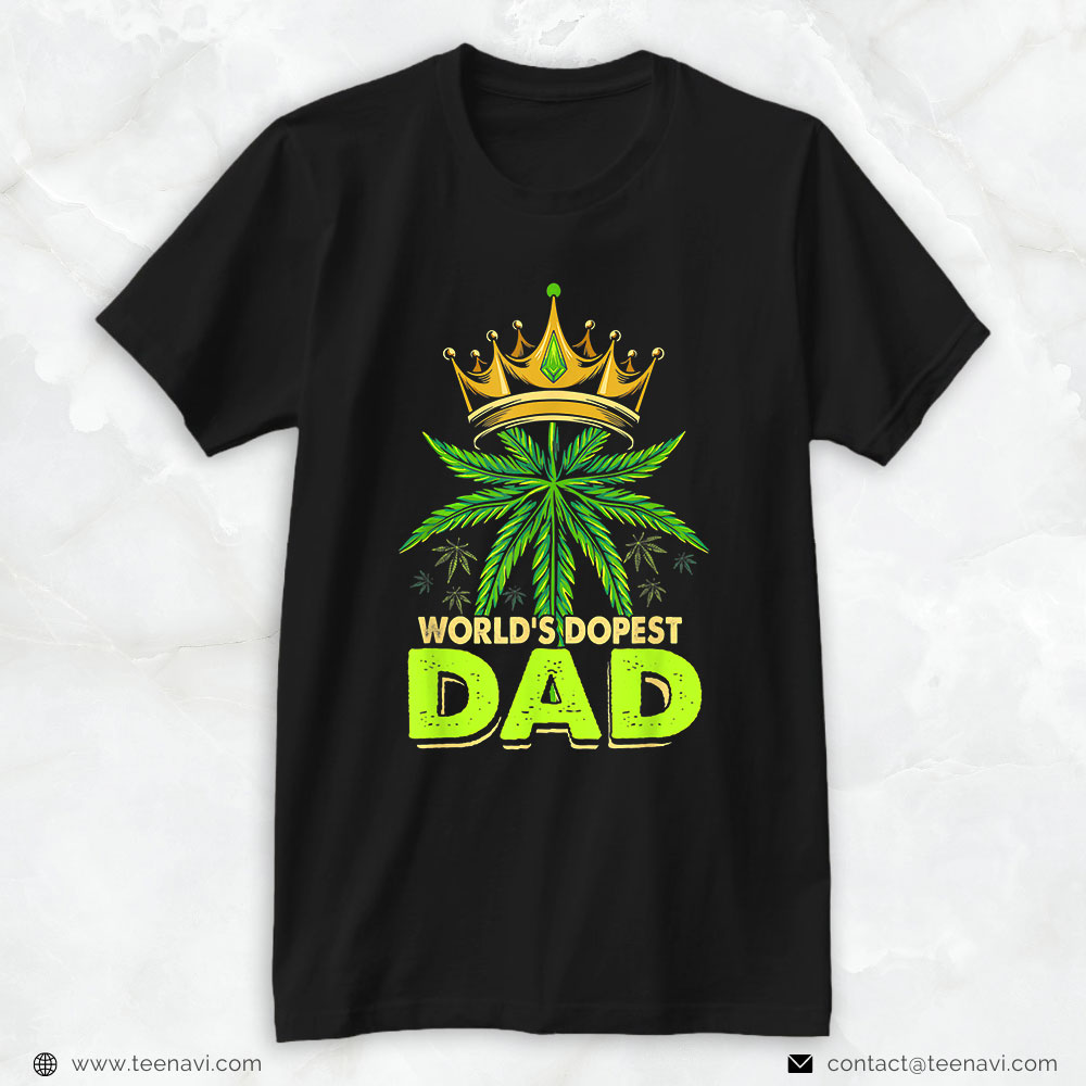 Cannabis Tee, Men World's Dopest Dad Cannabis 420 Leaf Weed Father's Day