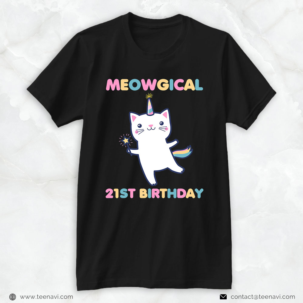 21st Birthday Shirt, Meowgical 21st Birthday Kitty 21 Year Old Funny Cat Lover