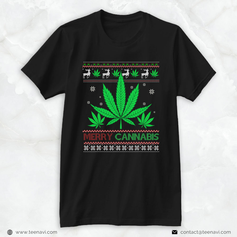 Marijuana Shirt, Merry Cannabis Marijuana Ugly Christmas Sweater Weed