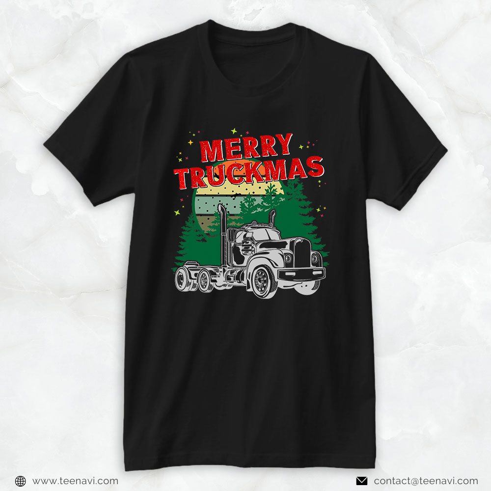 Trucker Shirt, Merry Truckmas - Funny Christmas Trucker