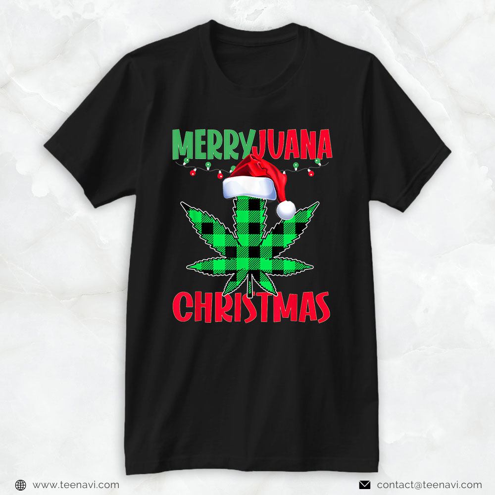 Cannabis Tee, Merryjuana Weed Leaf Christmas Pajama X-Mas Sweater