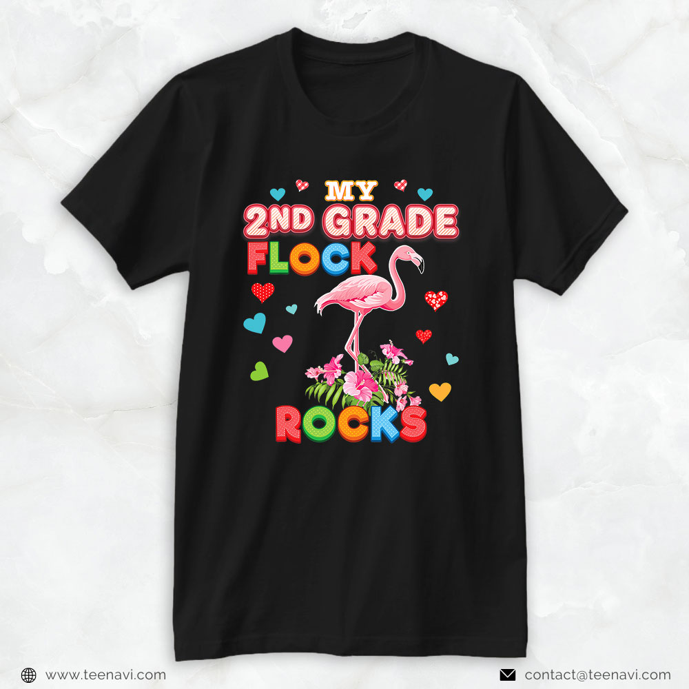 Pink Flamingo Shirt, My 2nd Grade Flock Rocks Flamingo Second Teacher Back To