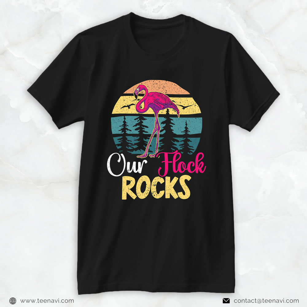 Pink Flamingo Shirt, Our Flock Rocks Design For Flamingo Matching Family Vacation