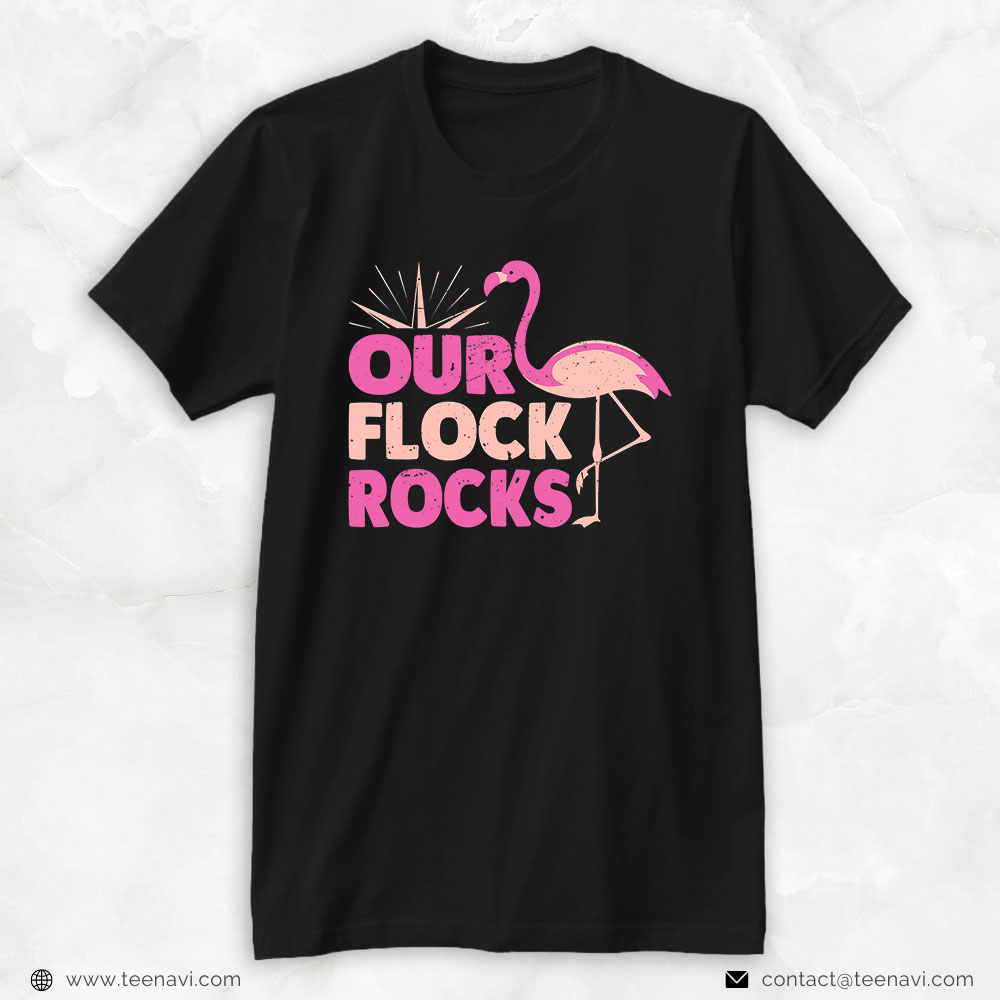 Flamingo Shirt, Our Flock Rocks Flamingo Funny Family Matching Vacation