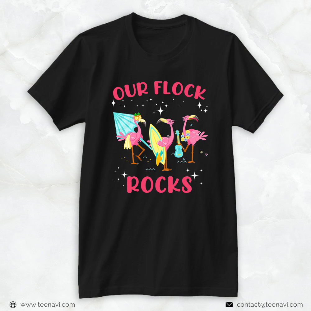 Pink Flamingo Shirt, Our Flock Rocks Flamingo Matching Family Vacation Summer