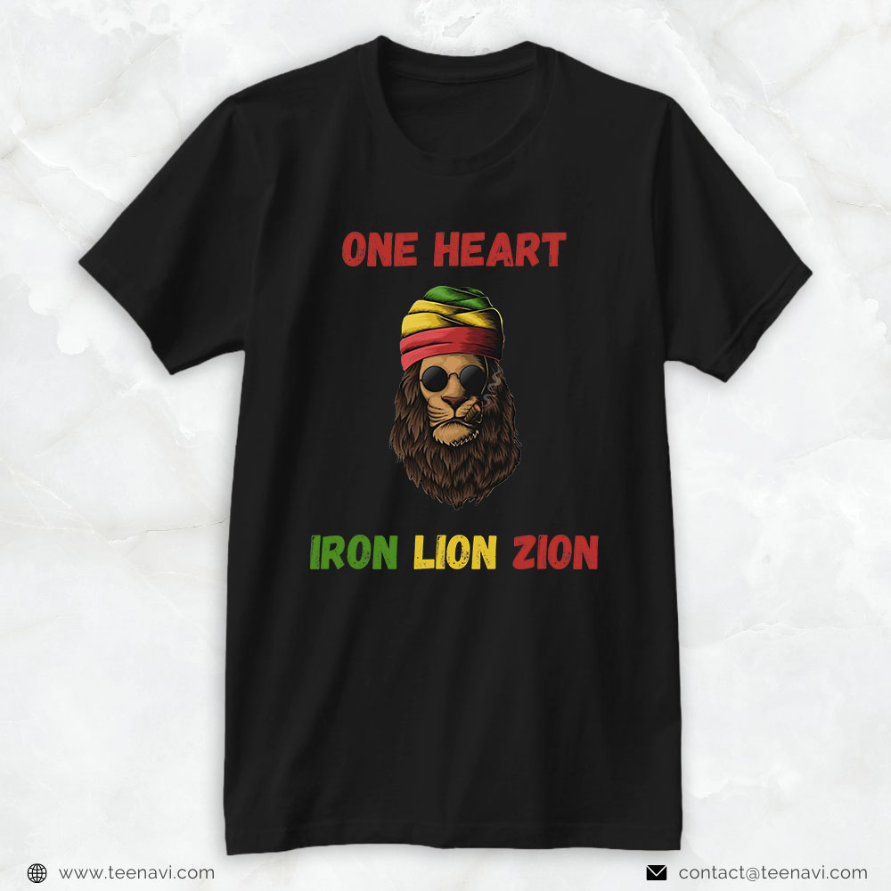 Weed Shirt, Rasta Lion- Reggae - Iron Lion Zion - Jamaican Weed Gift