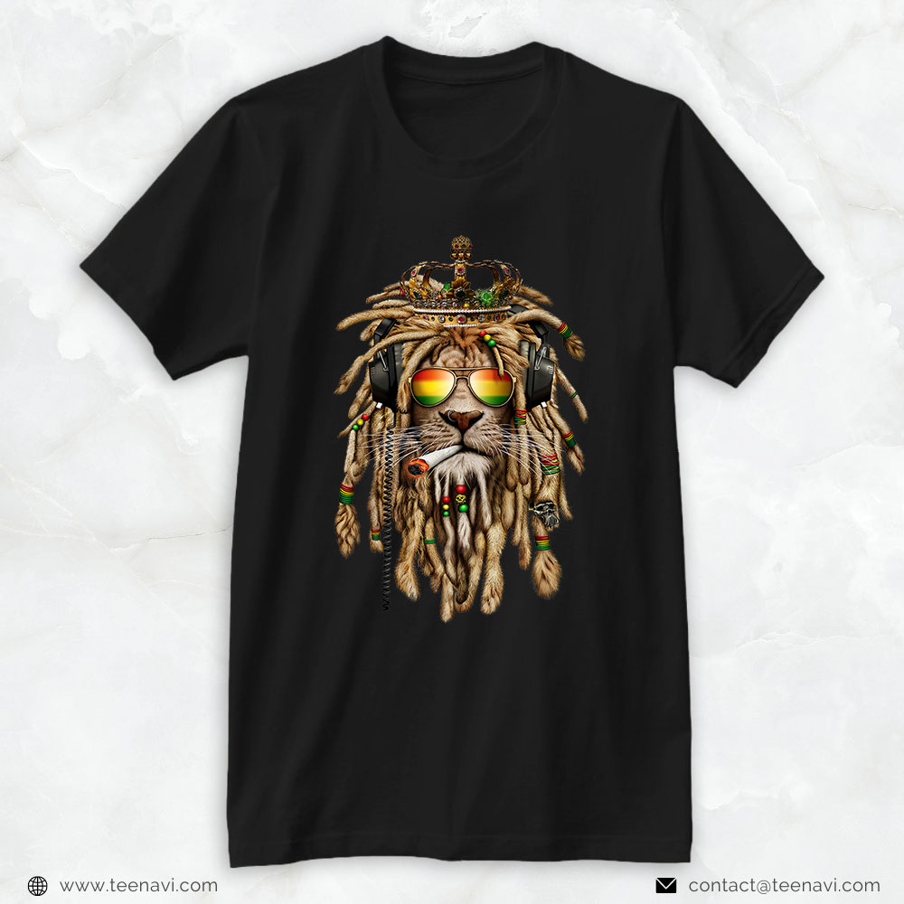 Cannabis Shirt, Rastafarian Clothing And Reggae Apparel With Reggae Lion