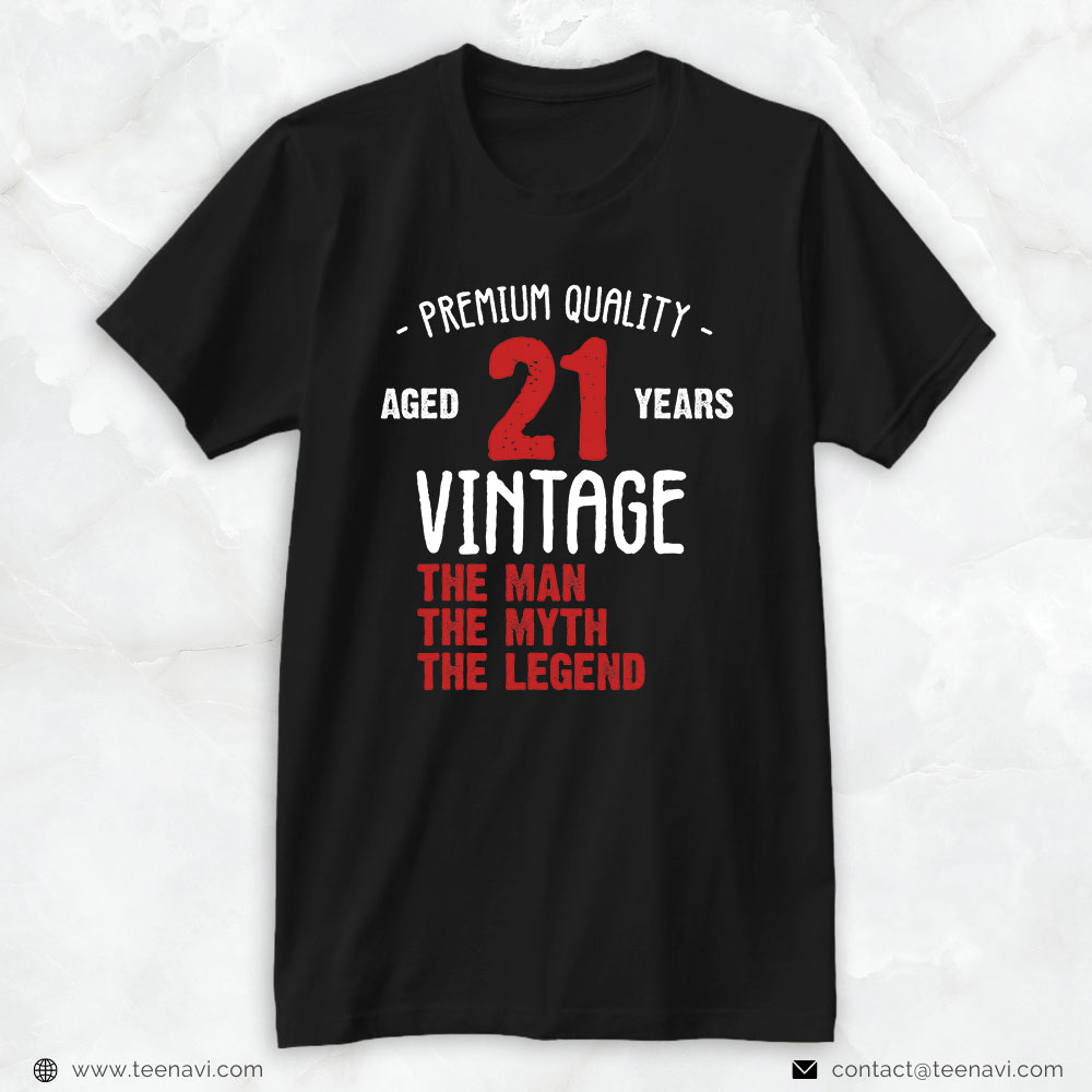21st Birthday Shirt, Retro 21st Birthday Anniversary The Man The Myth The Legend