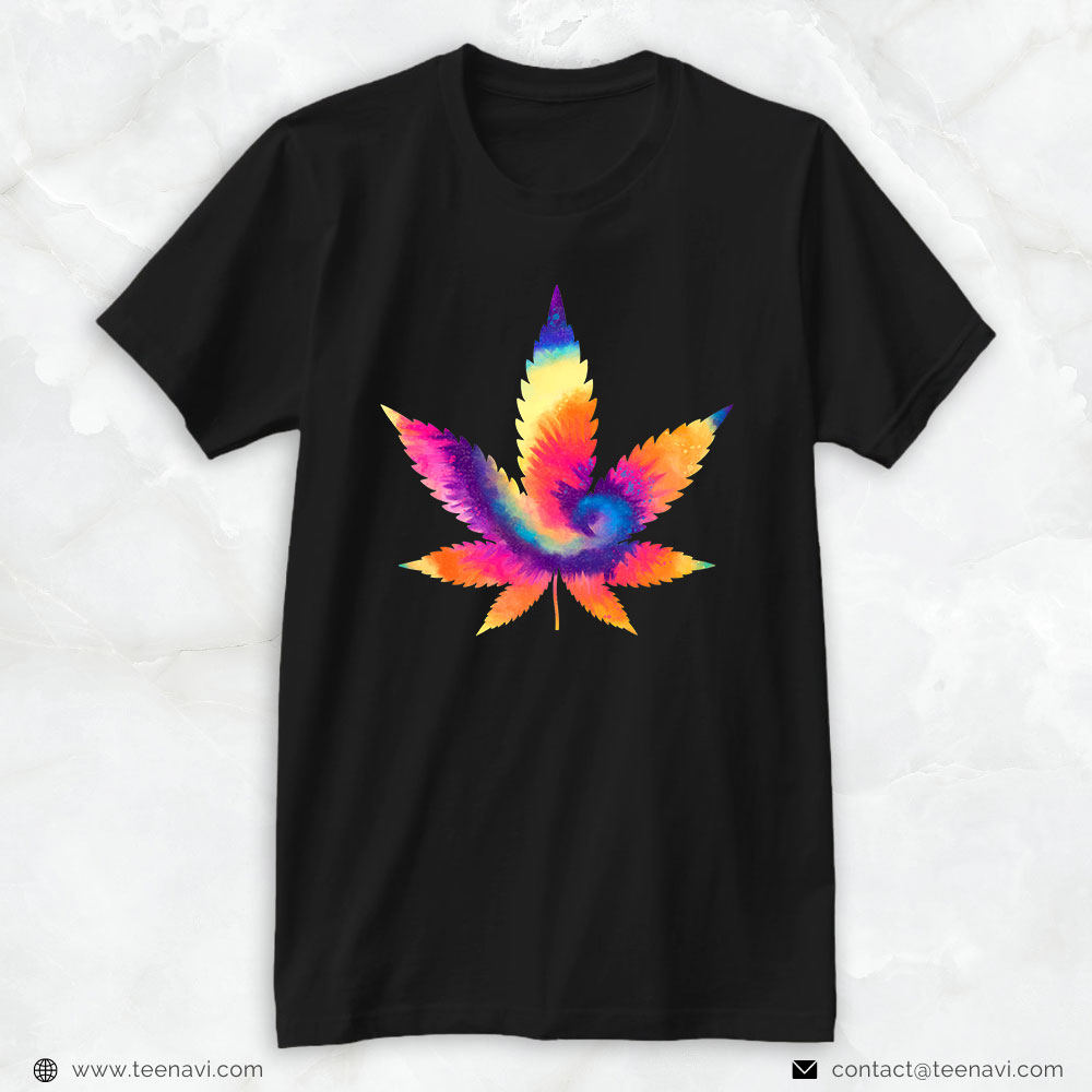 Marijuana Shirt, Retro Cannabis Weed Tie Dye Hippie Stoner For Men Women
