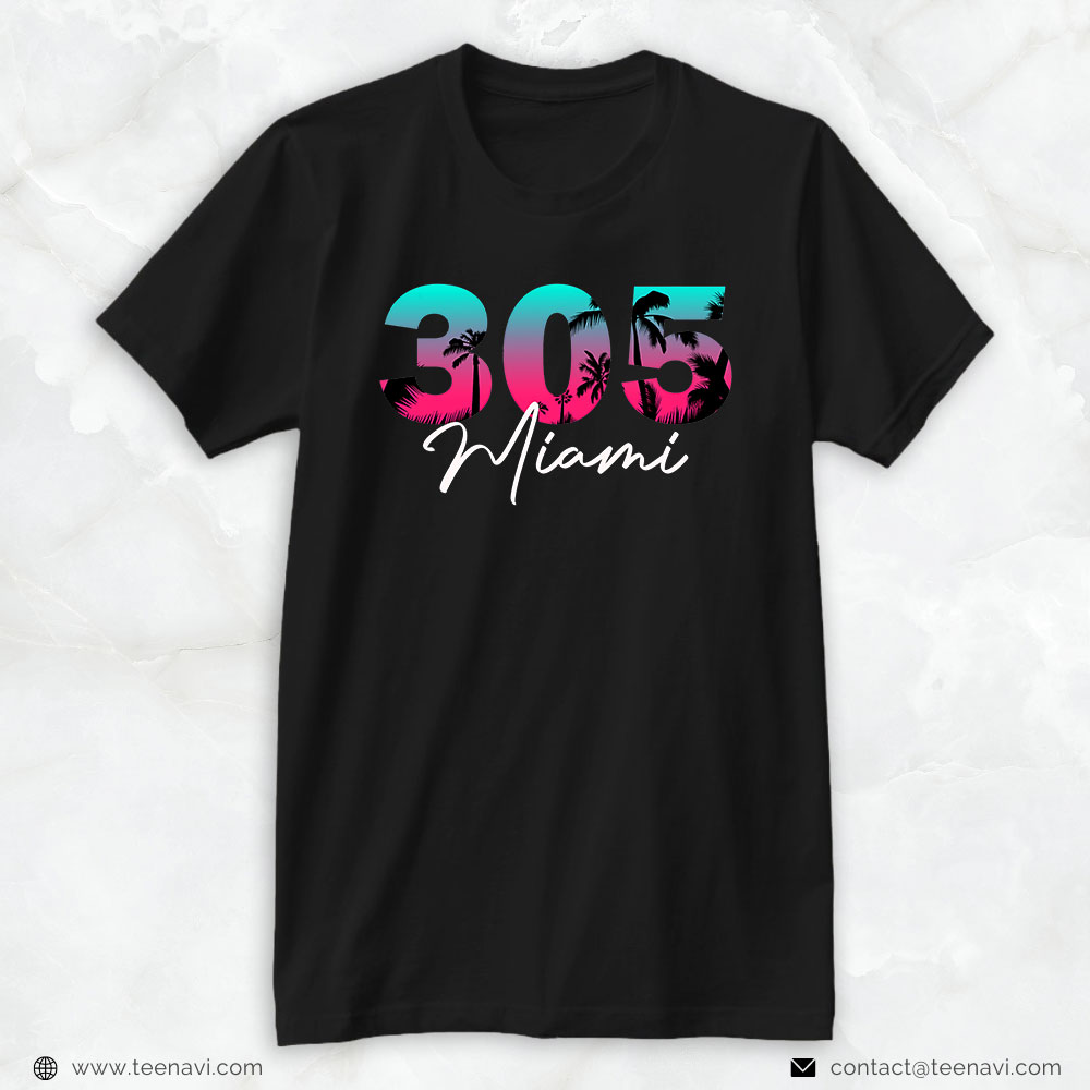 Flamingo Shirt, Retro Miami 305 Flamingo Colors