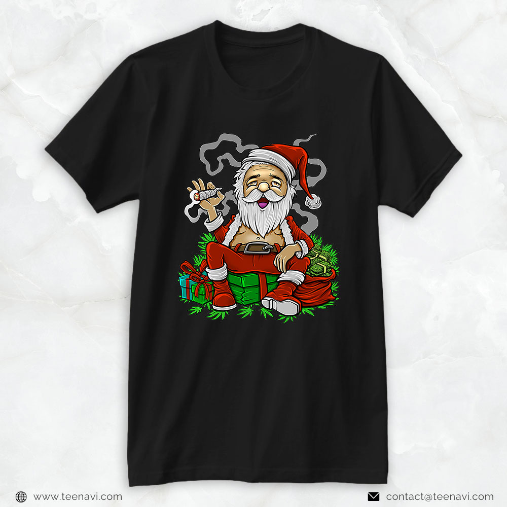 Cannabis Shirt, Santa Claus Smoking Weed Joint Cannabis Stoner Christmas