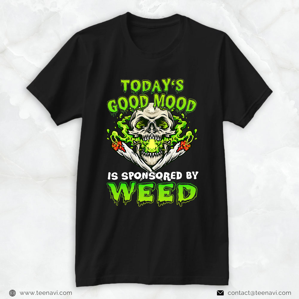 Weed Shirt, Skeleton Smoking Weed Cannabis Marijuana Leaves Skull