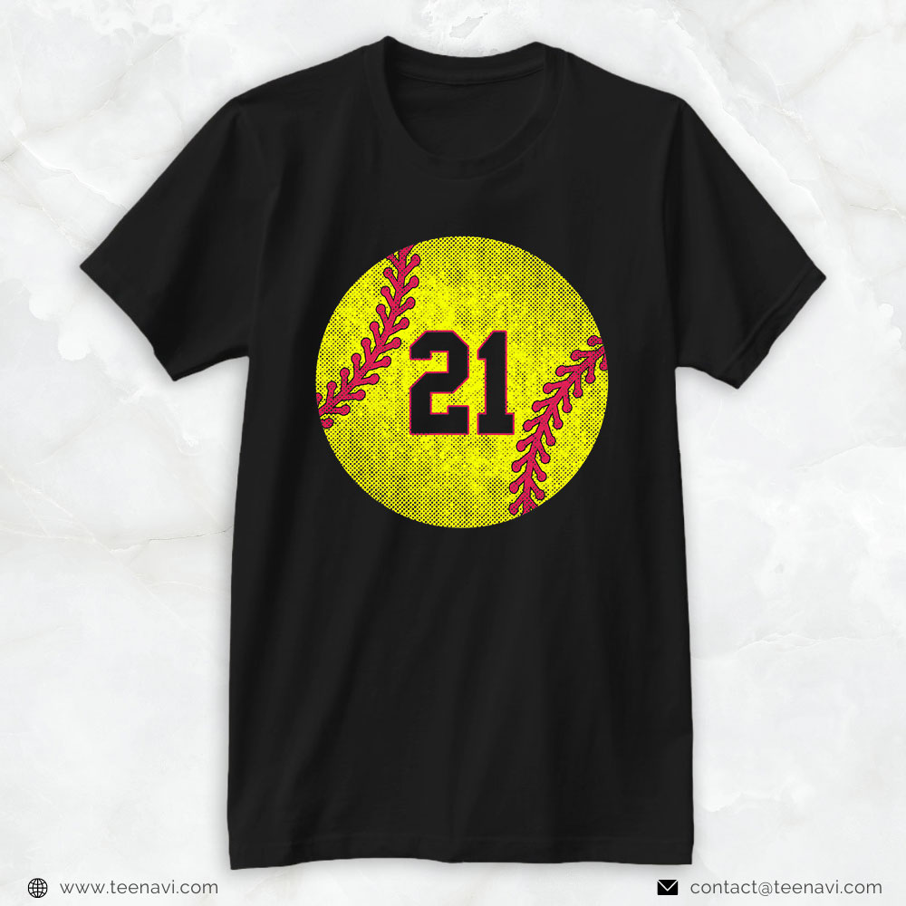 Funny 21st Birthday Shirt, Softball Player 21st Birthday Softball Jersey 21 Years Old