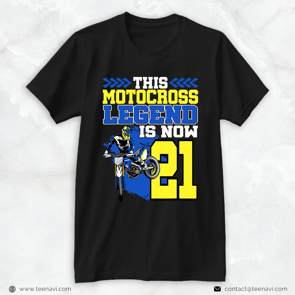 21st Birthday Shirt, This Motocross Legend Is Now 21 Motorcycle 21st Birthday