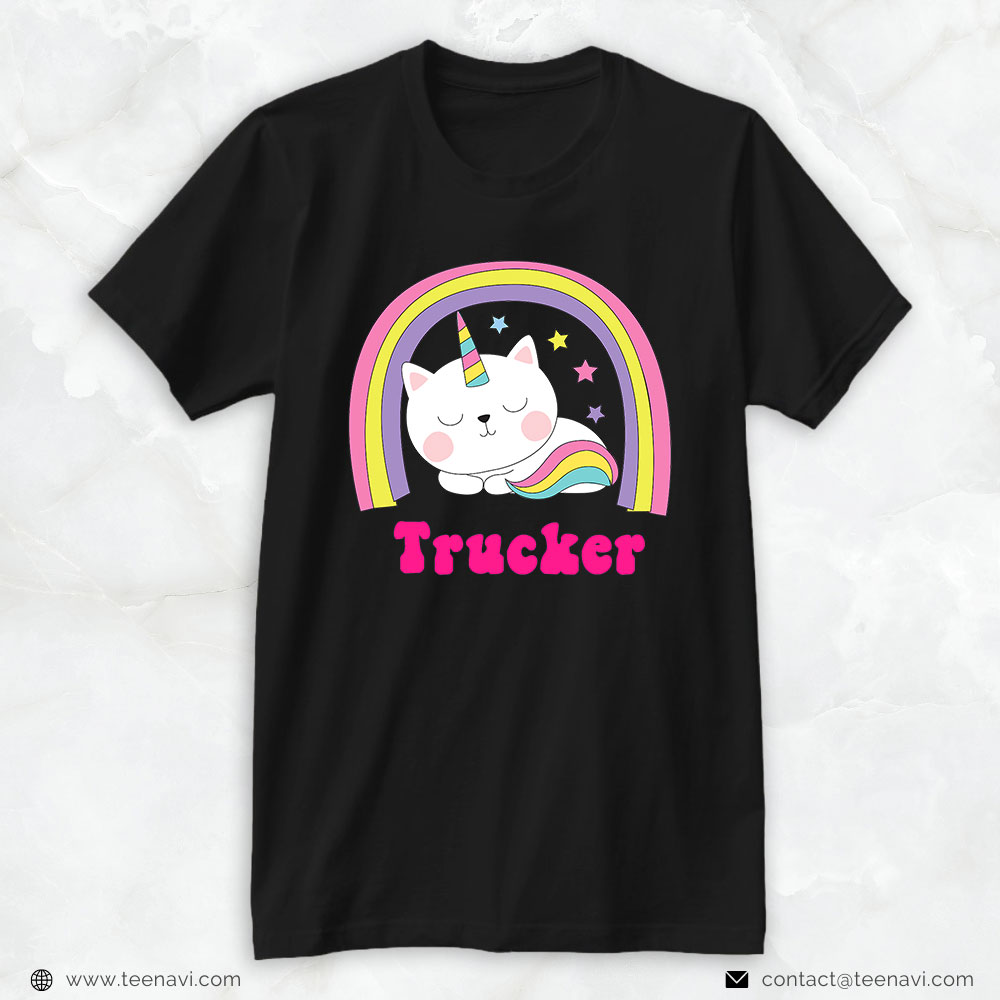 Truck Driver Shirt, Trucker S Sarcastic Retro Funny Unicorn Truck Driver