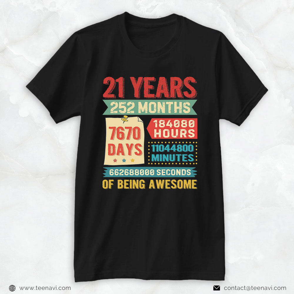 Funny 21st Birthday Shirt, Turning 21 Years Old 21st Birthday Decorations Bday Vintage
