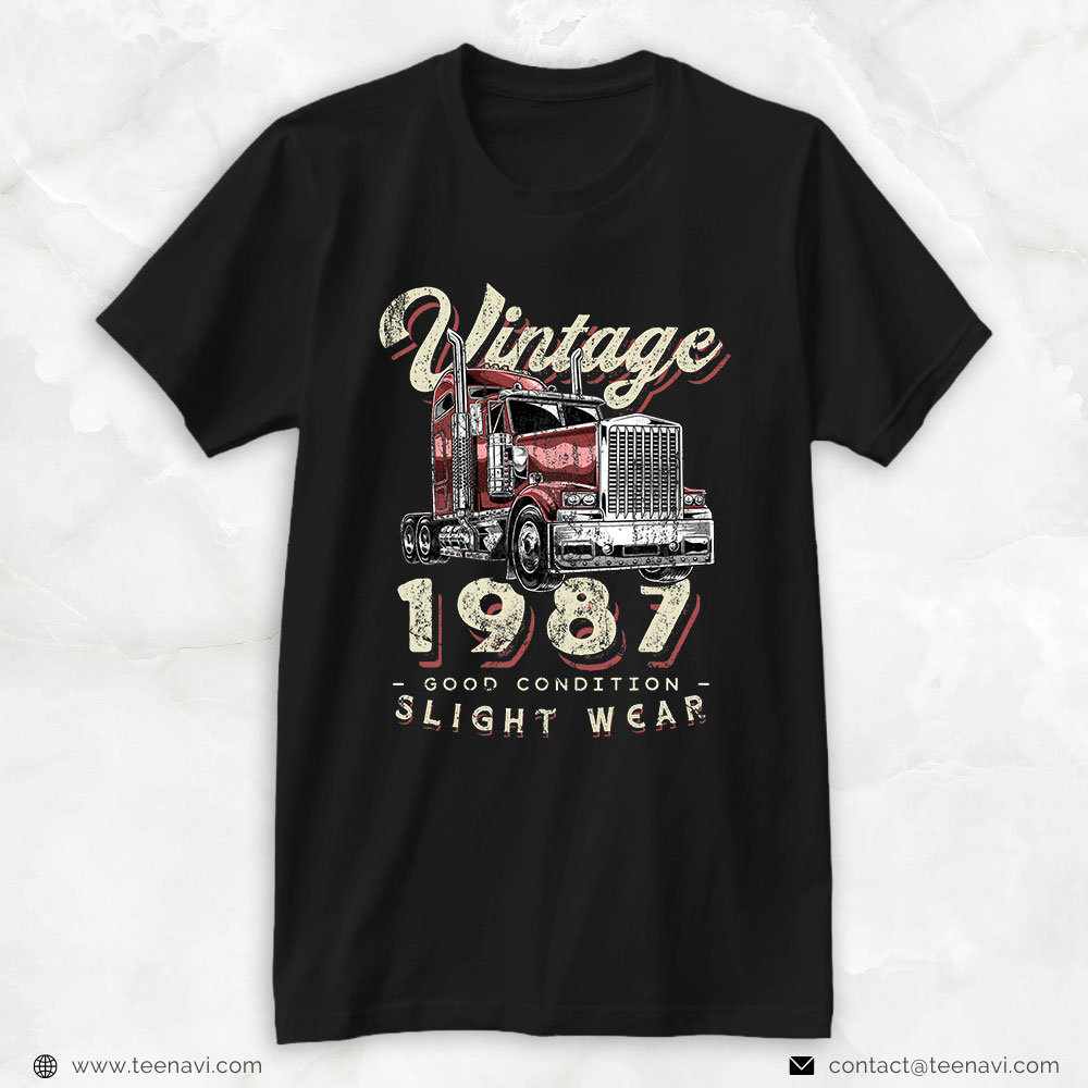 Trucking Shirt, Vintage 1987 Trucker Big Rig Truck Driver 35th Birthday