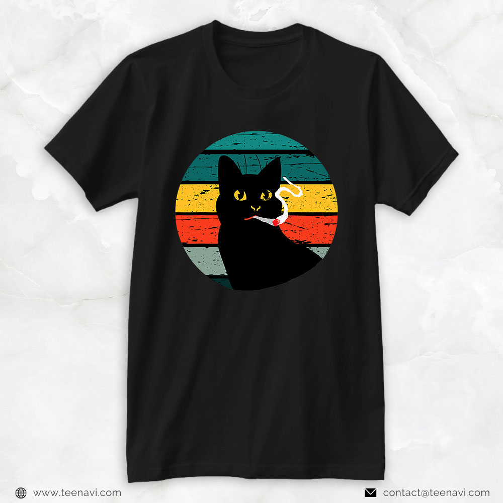 Cannabis Shirt, Vintage Black Cat & Joint For Cannabis And Pet Lovers Design