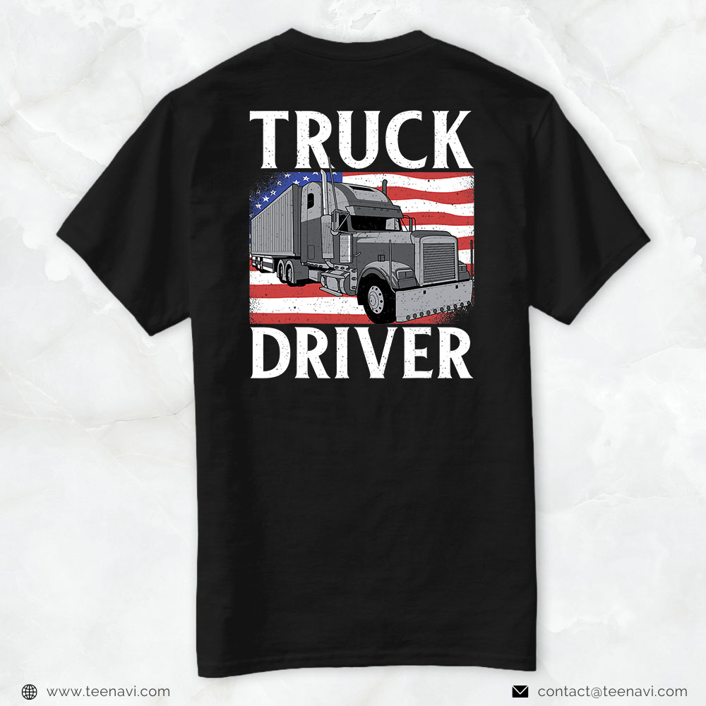 Truck Driver Shirt, Vintage Truck Driver Big Rig Semi-Trailer Patriotic Trucker