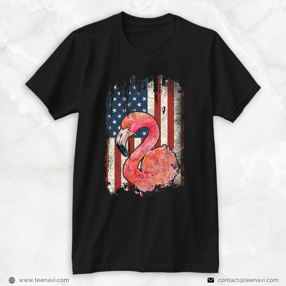 Flamingo Shirt, Vintage Usa American Flag Flamingo Patriotic 4th Of July