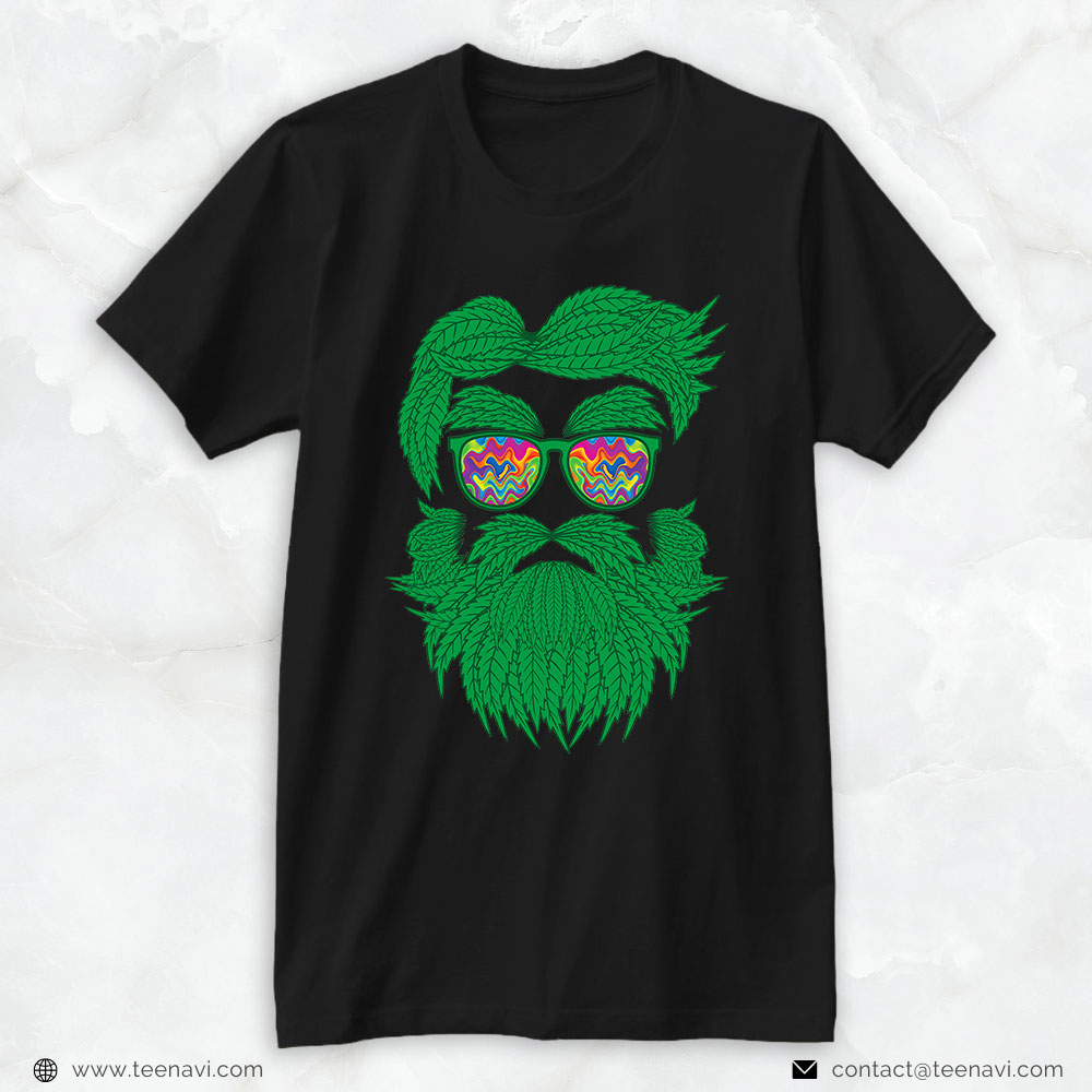 Cannabis Shirt, Weed Beard Sunglasses 420 Cannabis Marijuana Stoner Gift