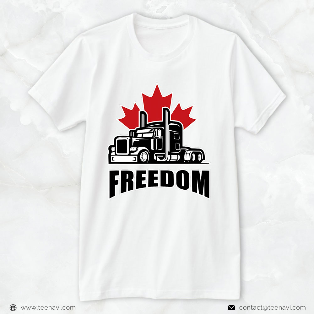 Trucker Shirt, Freedom Convoy Canadian Trucker Maple Leave