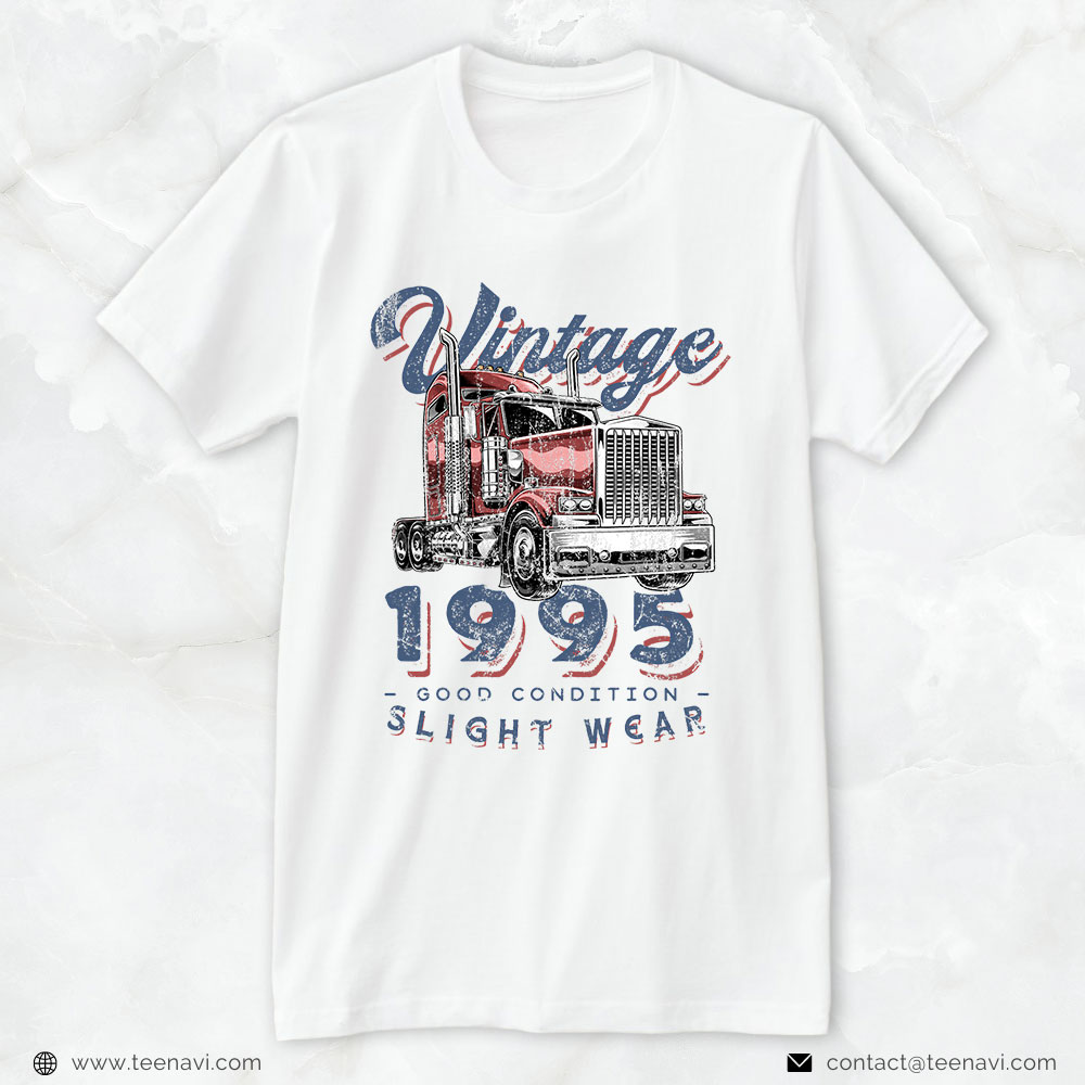 Funny Truck Shirt, Vintage 1995 Trucker Big Rig Truck Driver 27th Birthday