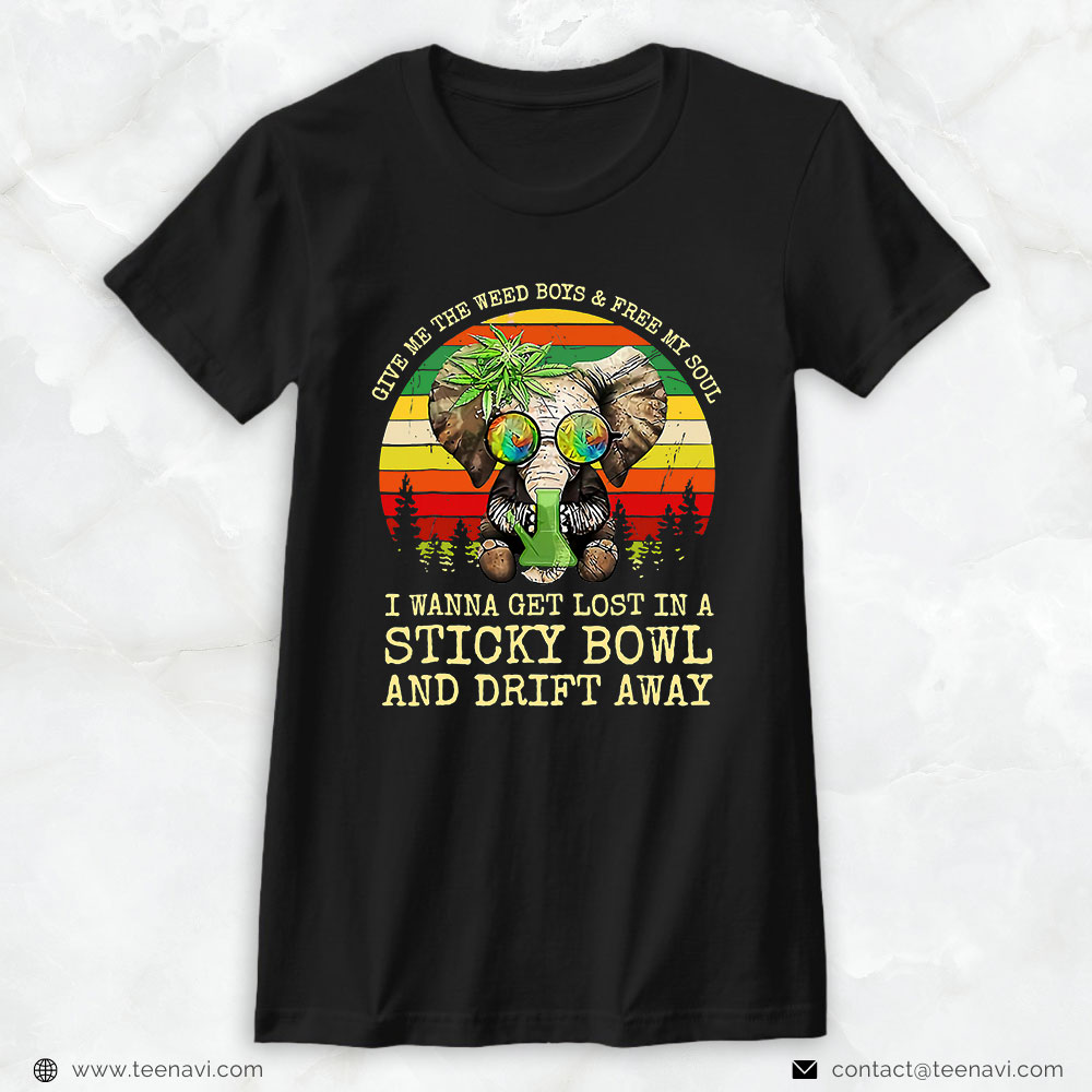 Marijuana Shirt, Cool Elephant Smoking Weed Bong Marijuana Cannabis Stoner