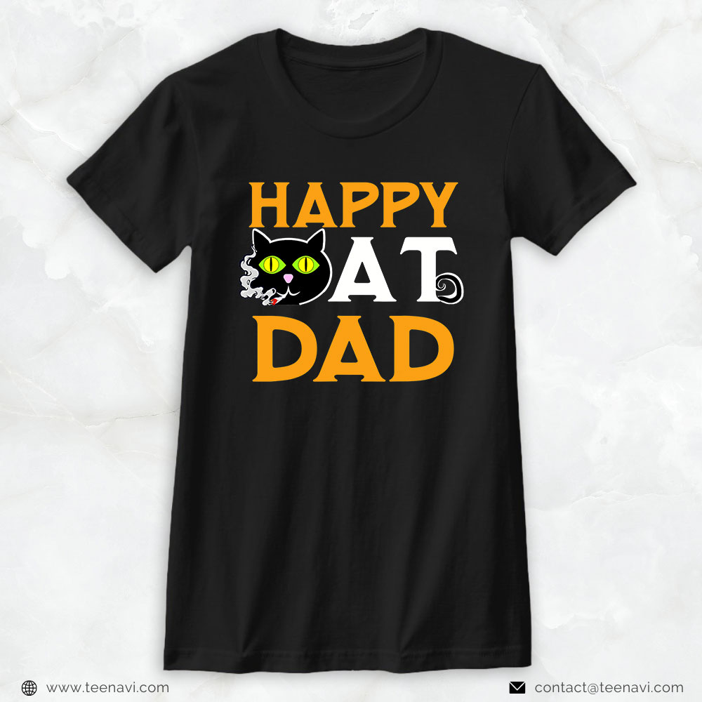 Cannabis Shirt, Happy Black Cat Dad Stoner And Joint For Cannabis Lover