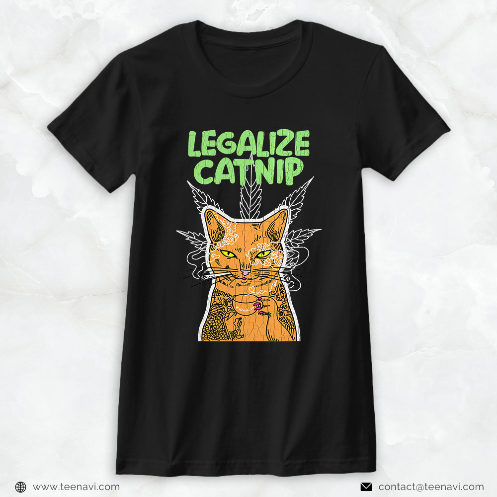 Funny Weed Shirt, Legalize Catnip With Cat Kitten Tattoo Cat Weed Lovers
